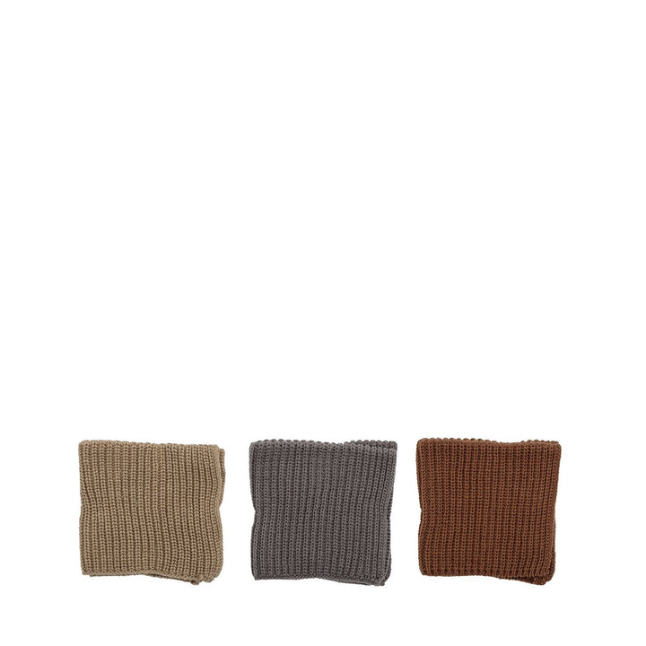 Gehäkeltes Spültuch-Set in warmen Nordic-Farben, 3 Stück aus Baumwolle