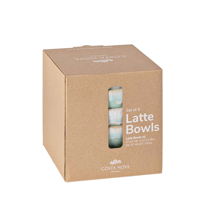 Latte Schalen Geschenkset – 8 Lungo-Becher in einer edlen Holzkiste
  - Aqua