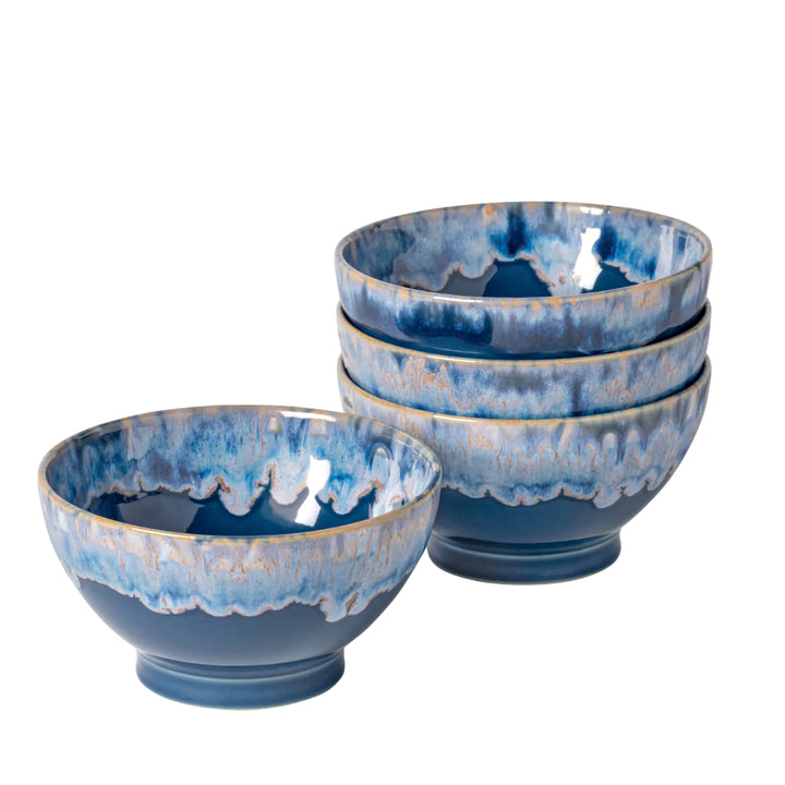 Latte Schalen Geschenkset – 8 Lungo-Becher in einer edlen Holzkiste
  - Blau