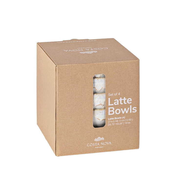 Latte Schalen Geschenkset – 8 Lungo-Becher in einer edlen Holzkiste
  - Weiß