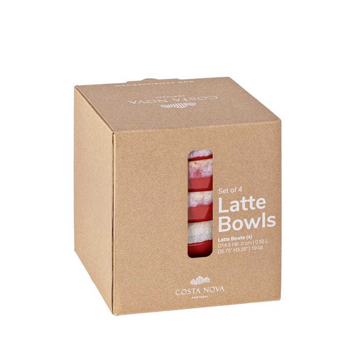 Latte Schalen Geschenkset – 8 Lungo-Becher in einer edlen Holzkiste
  - Rot