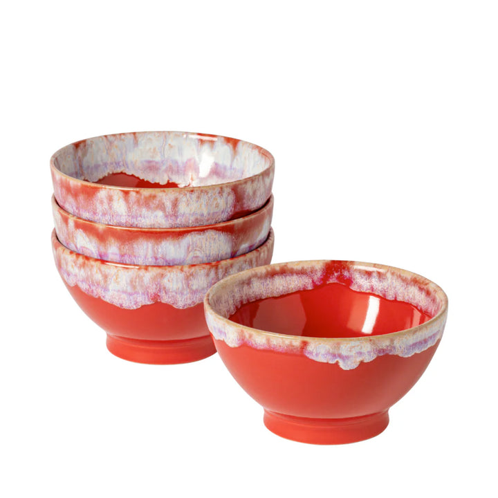 Latte Schalen Geschenkset – 8 Lungo-Becher in einer edlen Holzkiste
  - Rot