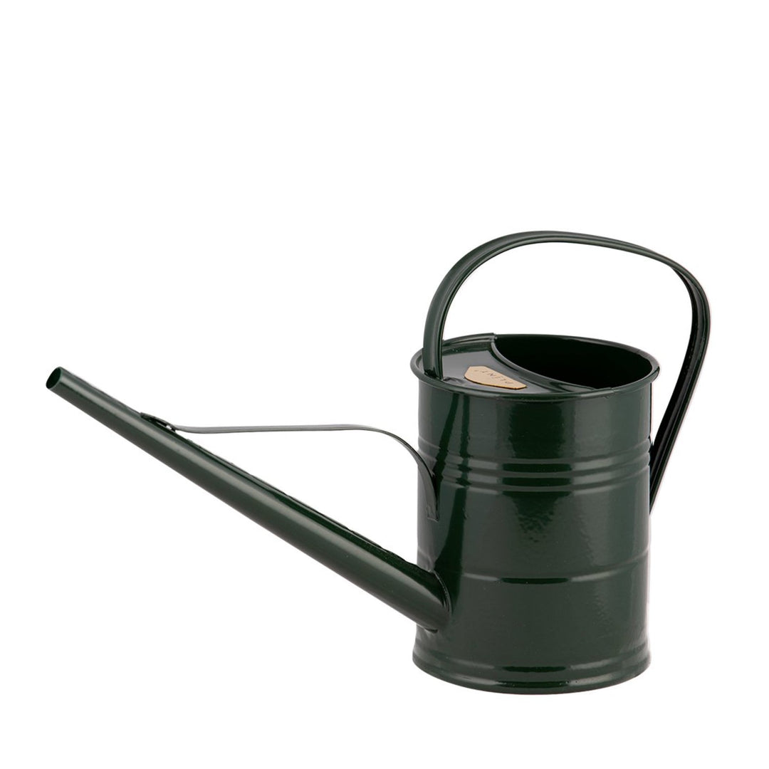 Dunkelgrüne 1,5 Liter Gießkanne, traditionelles Design, Metall.