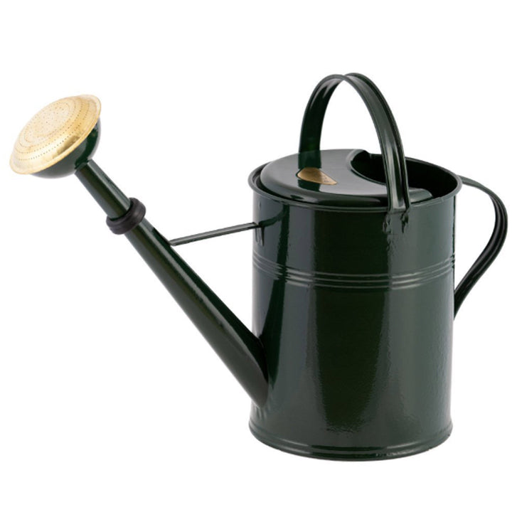 Sehr große dunkelgrüne 9 Liter Gießkanne mit Messingbrause.