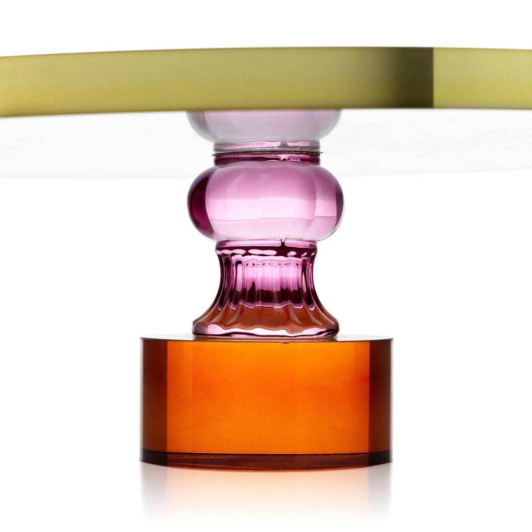 Glas-Tortenplatte mit farbiger Basis