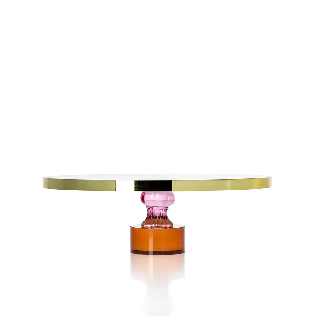 Glas-Tortenplatte mit farbiger Basis
