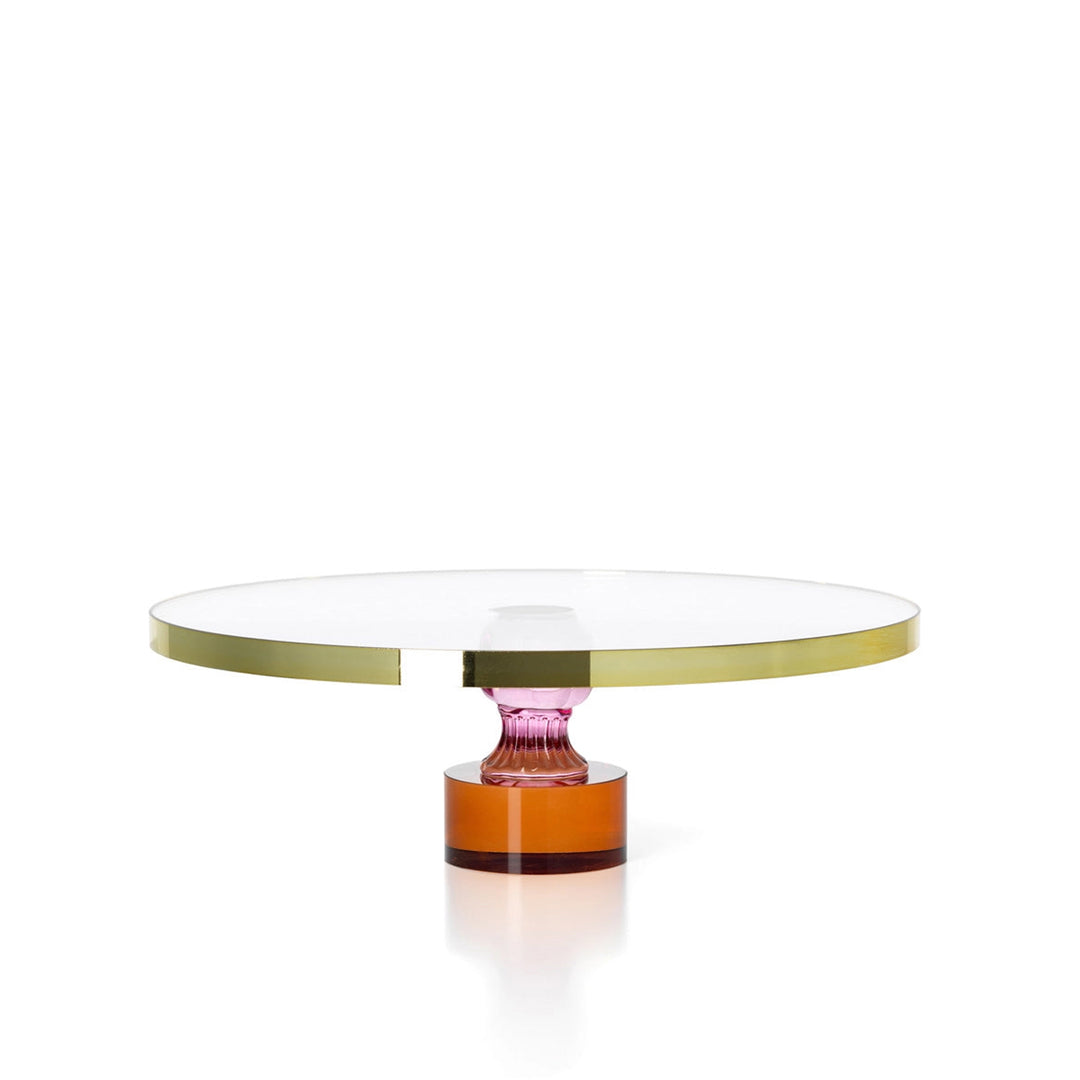 Glas-Tortenplatte mit farbiger Basis