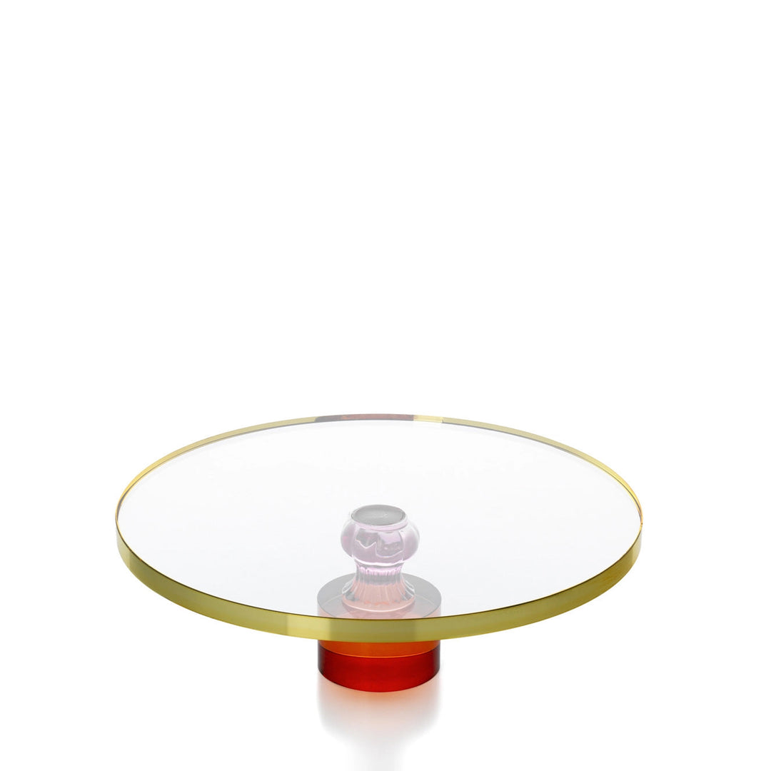 Glas-Tortenplatte mit farbiger Basis