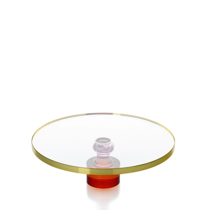 Glas-Tortenplatte mit farbiger Basis