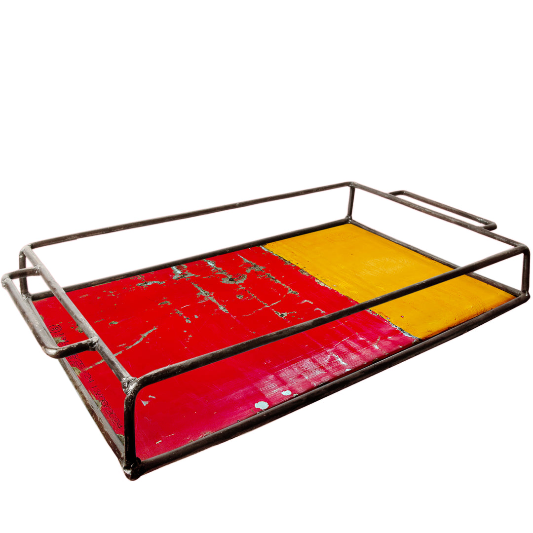 Großes Tablett - Upcycled - Gelb/ Rot - 261029