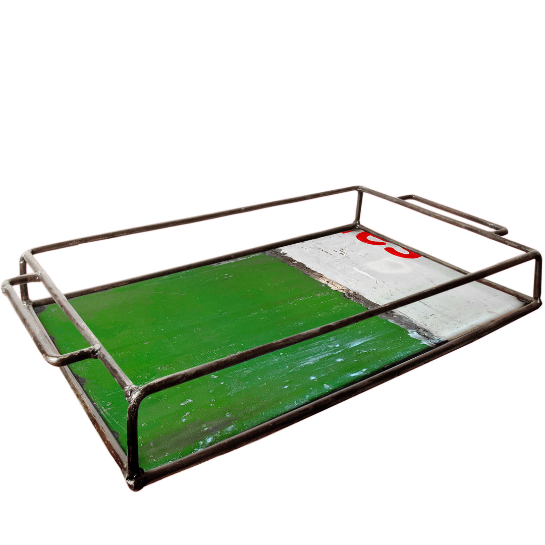 Großes Tablett - Upcycled - Grün/ Weiß - 261029