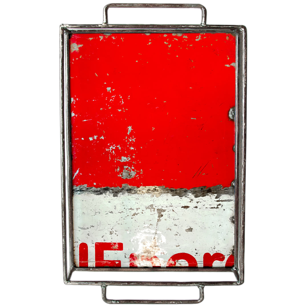 Großes Tablett - Upcycled - Weiß/ Rot - 261029