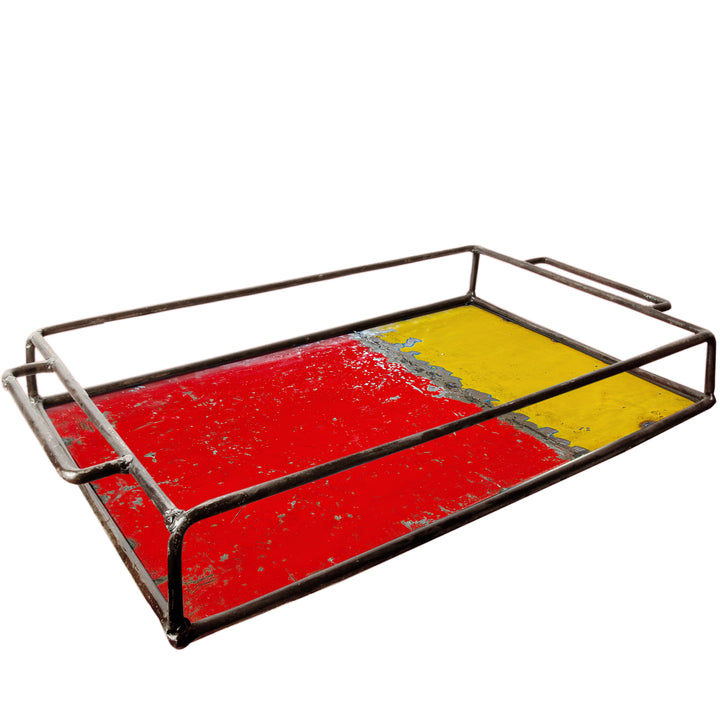 Großes Tablett - Upcycled - Gelb/Rot - 26101