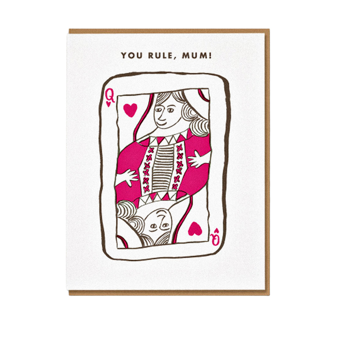 Grußkarte im Spielkarten-Stil mit „You rule Mum“-Schriftzug.