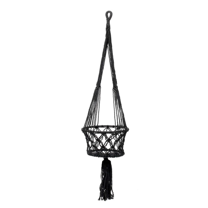 Hängender Makramee-Pflanzenkorb - Schwarz