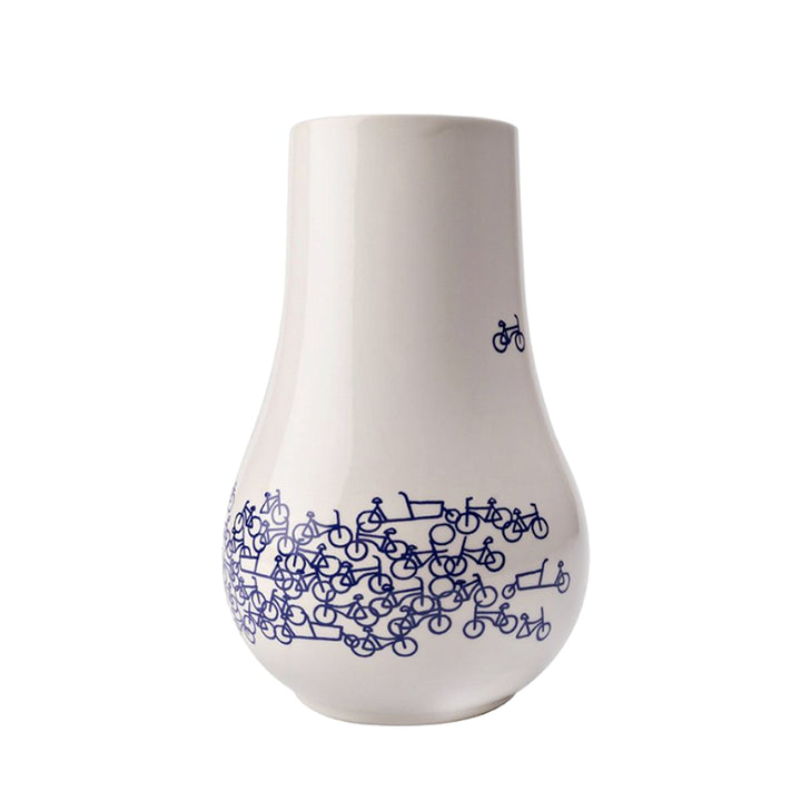 Holländische Vase mit Fahrradmuster unten bauchig - 21 cm hoch