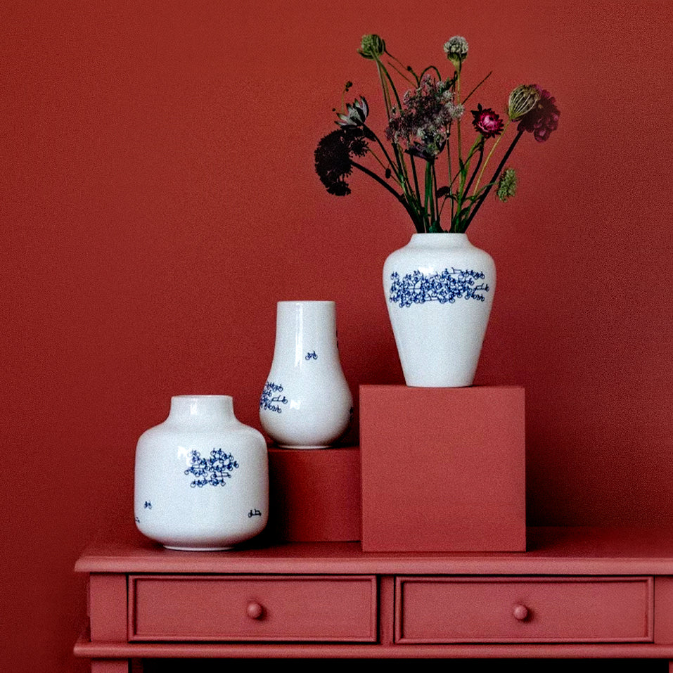 Holländische Vase mit Fahrradmuster  - ø 17,5 cm