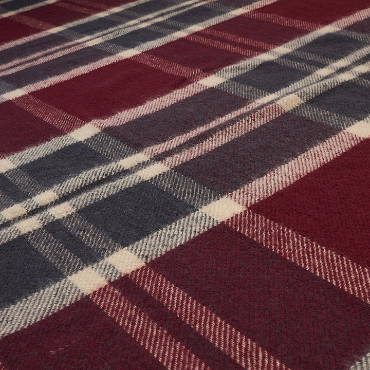 Wolldecke Tartan Dunkelrot aus 100% Neuseeland-Wolle | 200 x 170 cm mit Fransen