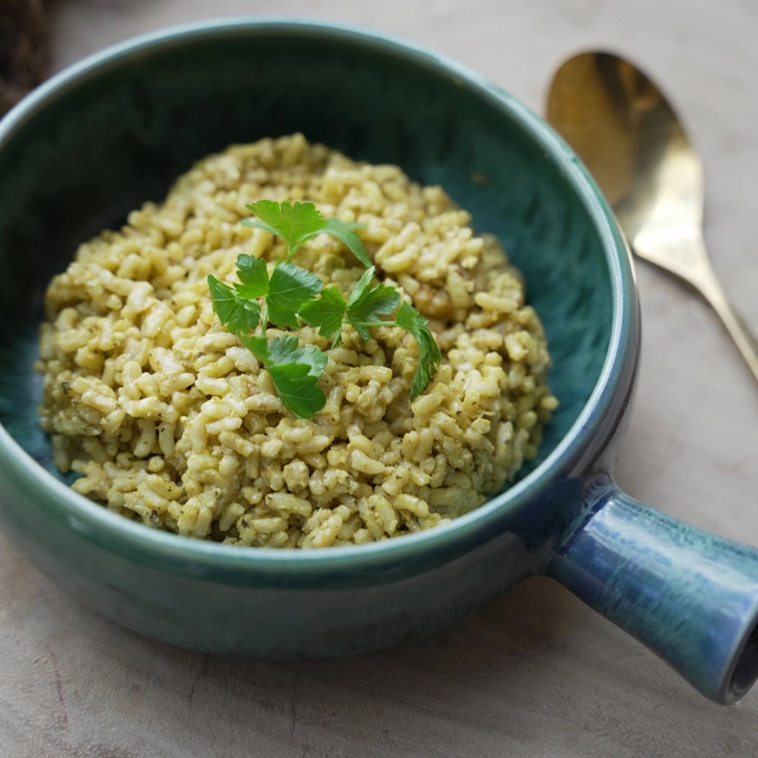 Auflaufform mit Griff – Handgemachte Keramik - Aqua