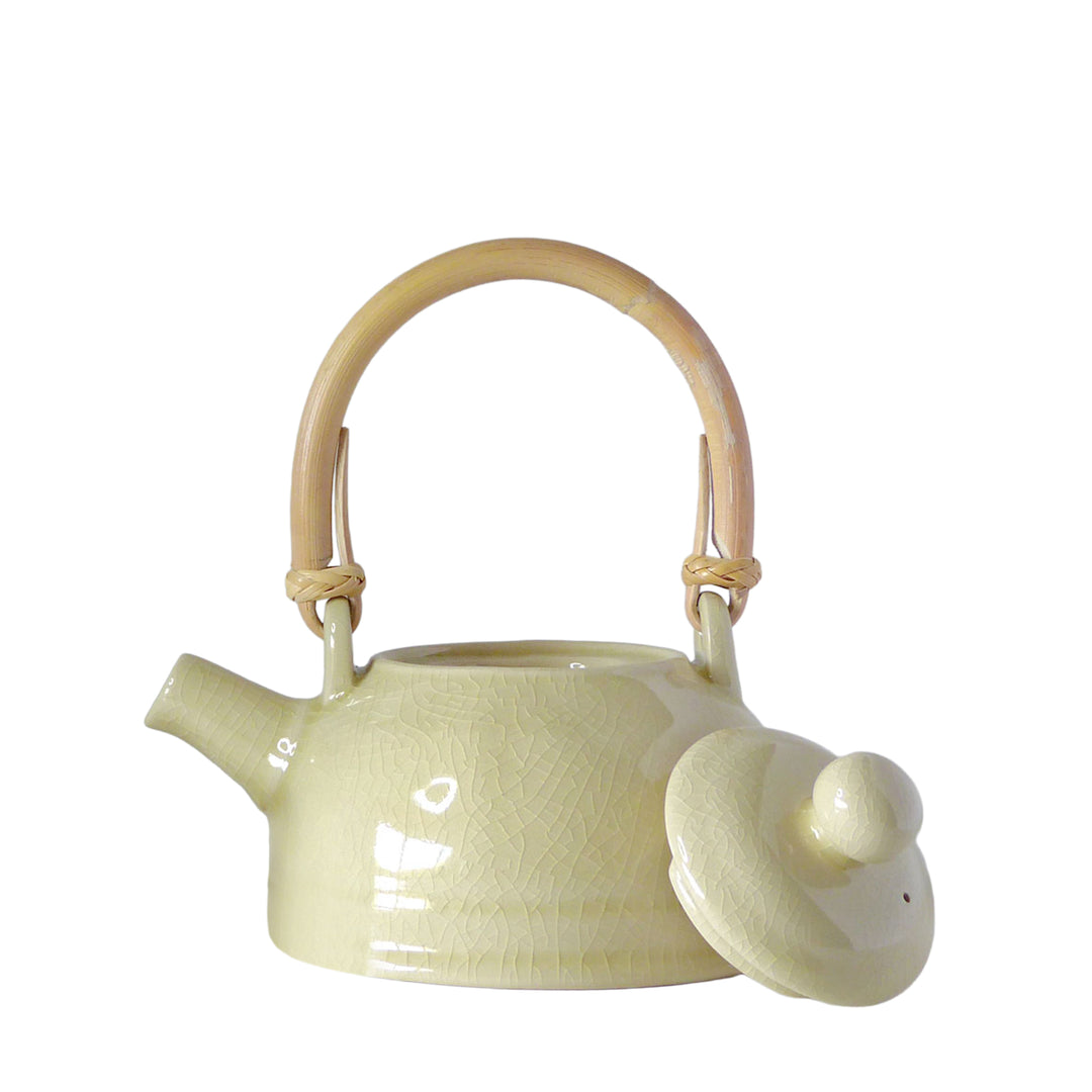 Keramik-Teekanne mit Bambusgriff  – 450 ml - Beige