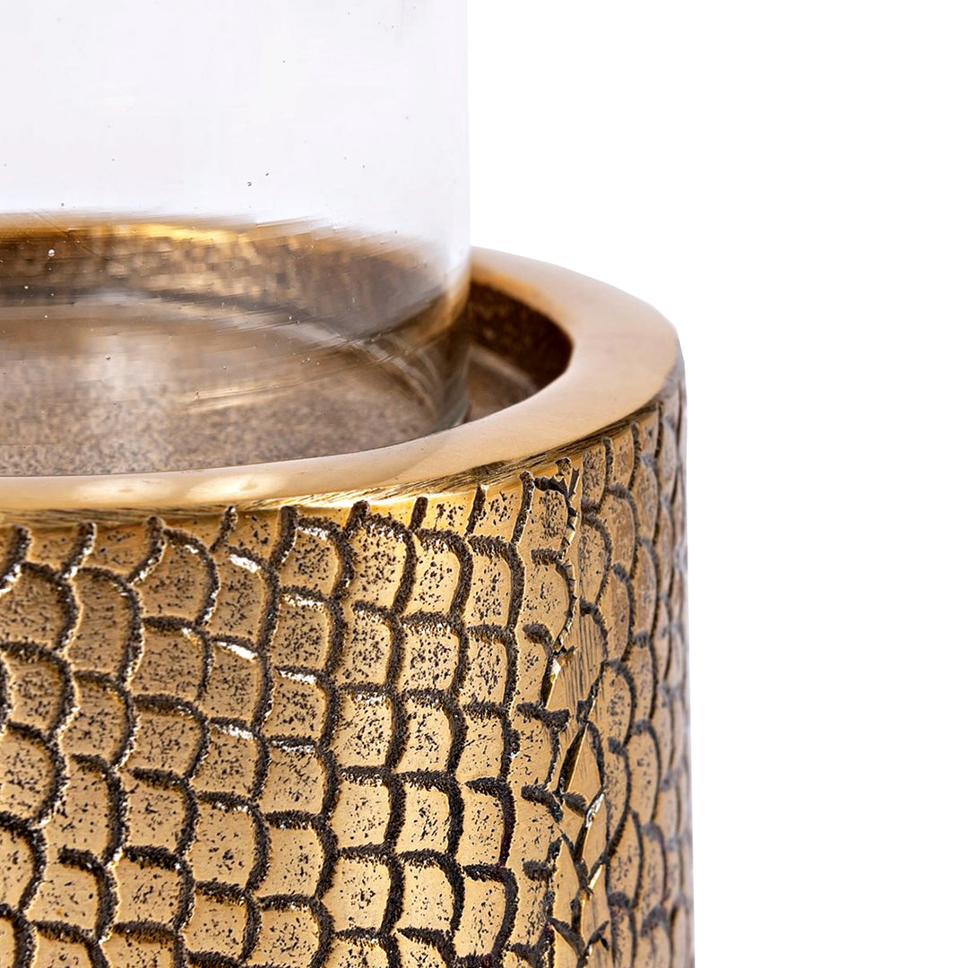 Kerzenhalter mit Glas und Messinghalter im Kroko-Print - 2 Größen erhältlich