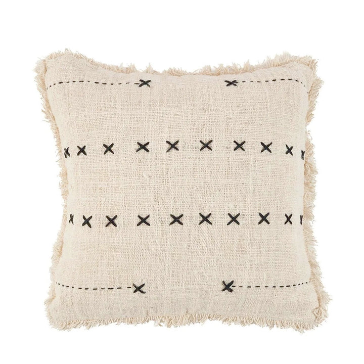 Boho-Kissenbezug - Natur mit schwarzem Muster