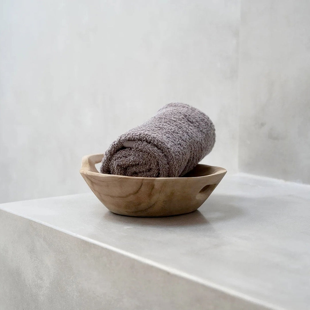 Natürliche Teakholzschale mit Griff