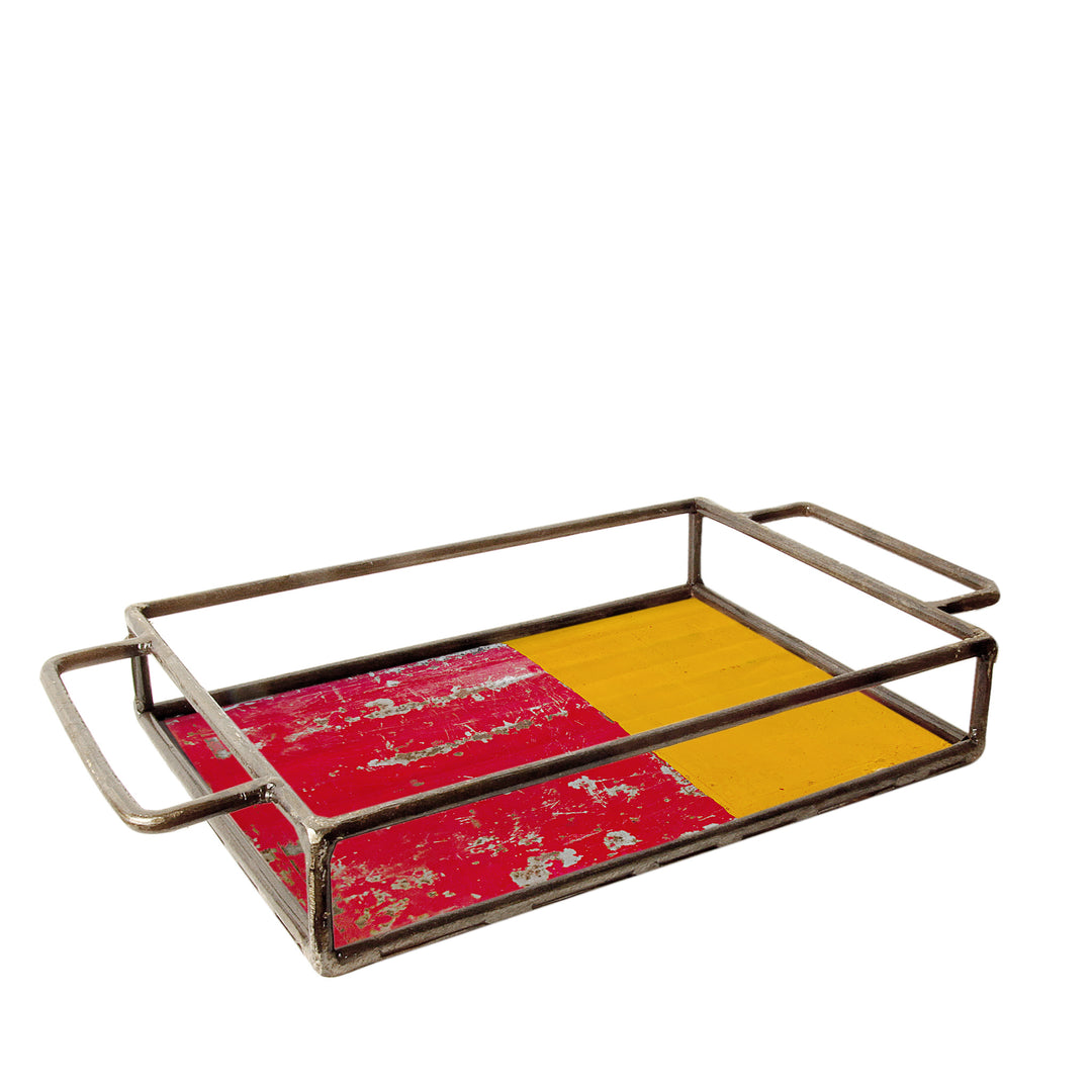Kleines Tablett - Upcycled - Gelb/Rot - 26929