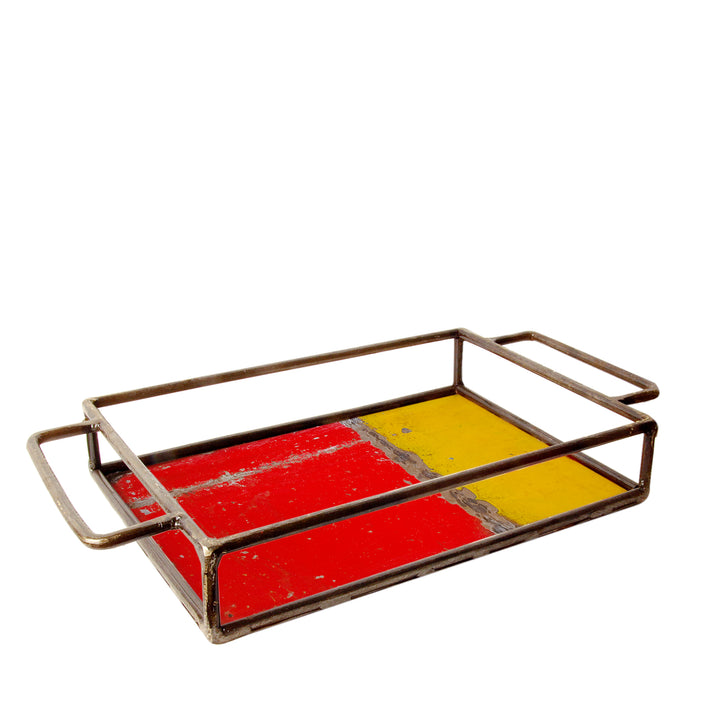 Kleines Tablett - Upcycled - Gelb/Rot - 26920