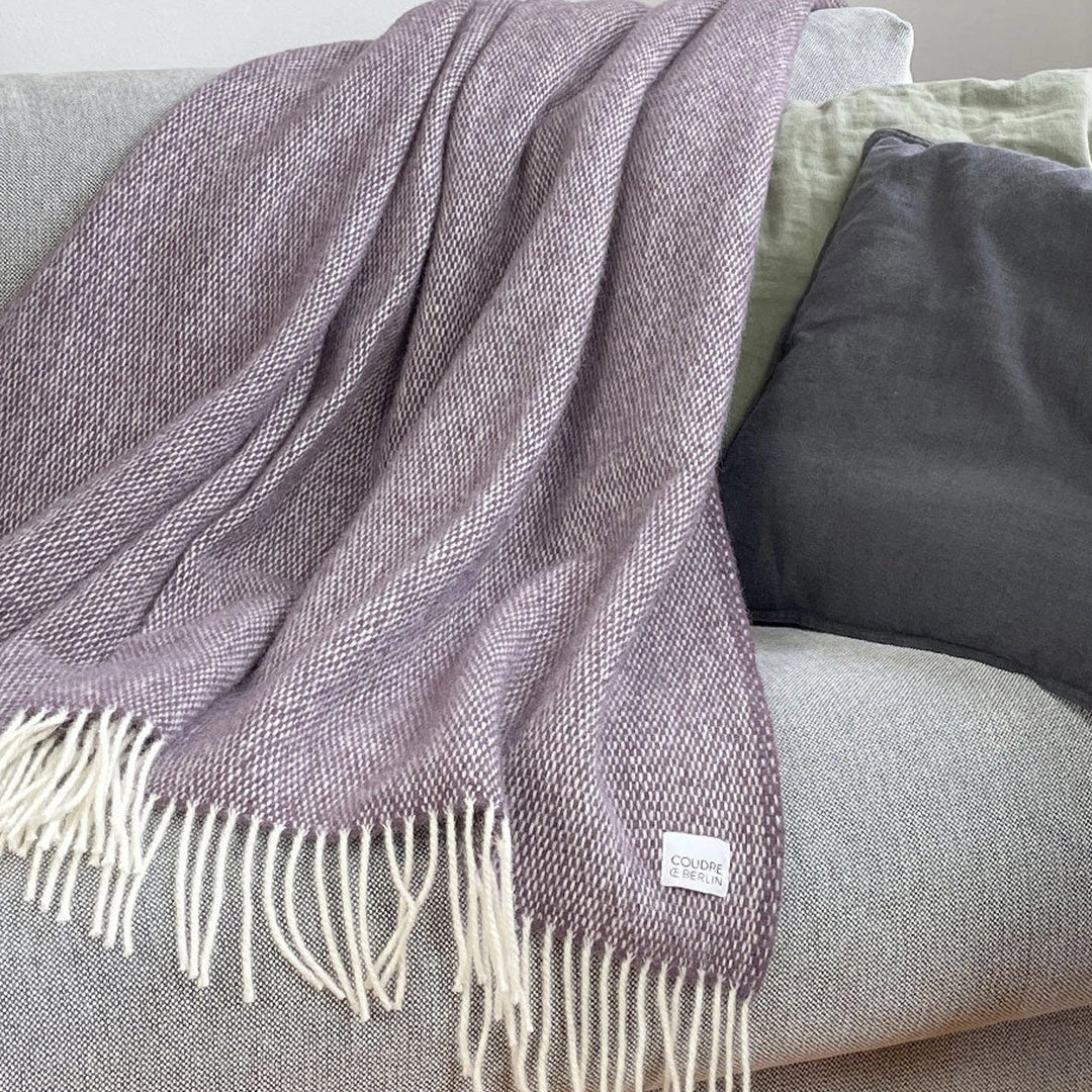 Pickstitch Plum Wolldecke in Lila | 100 % Wolle | 130 x 170 cm