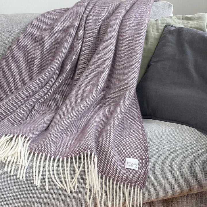 Pickstitch Plum Wolldecke in Lila | 100 % Wolle | 130 x 170 cm
