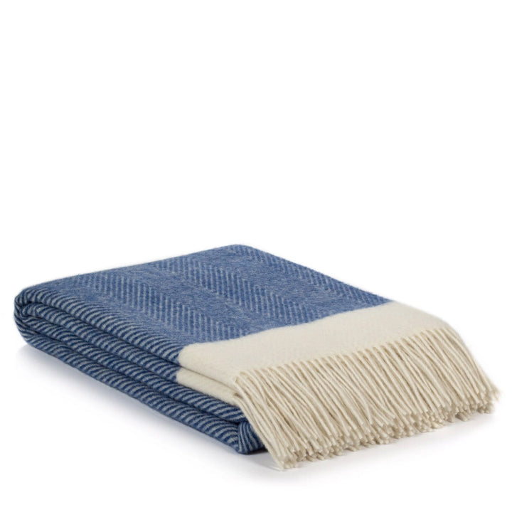 Florence-Überwurf - Blau mit weißen Franssen - 200 x 140 cm