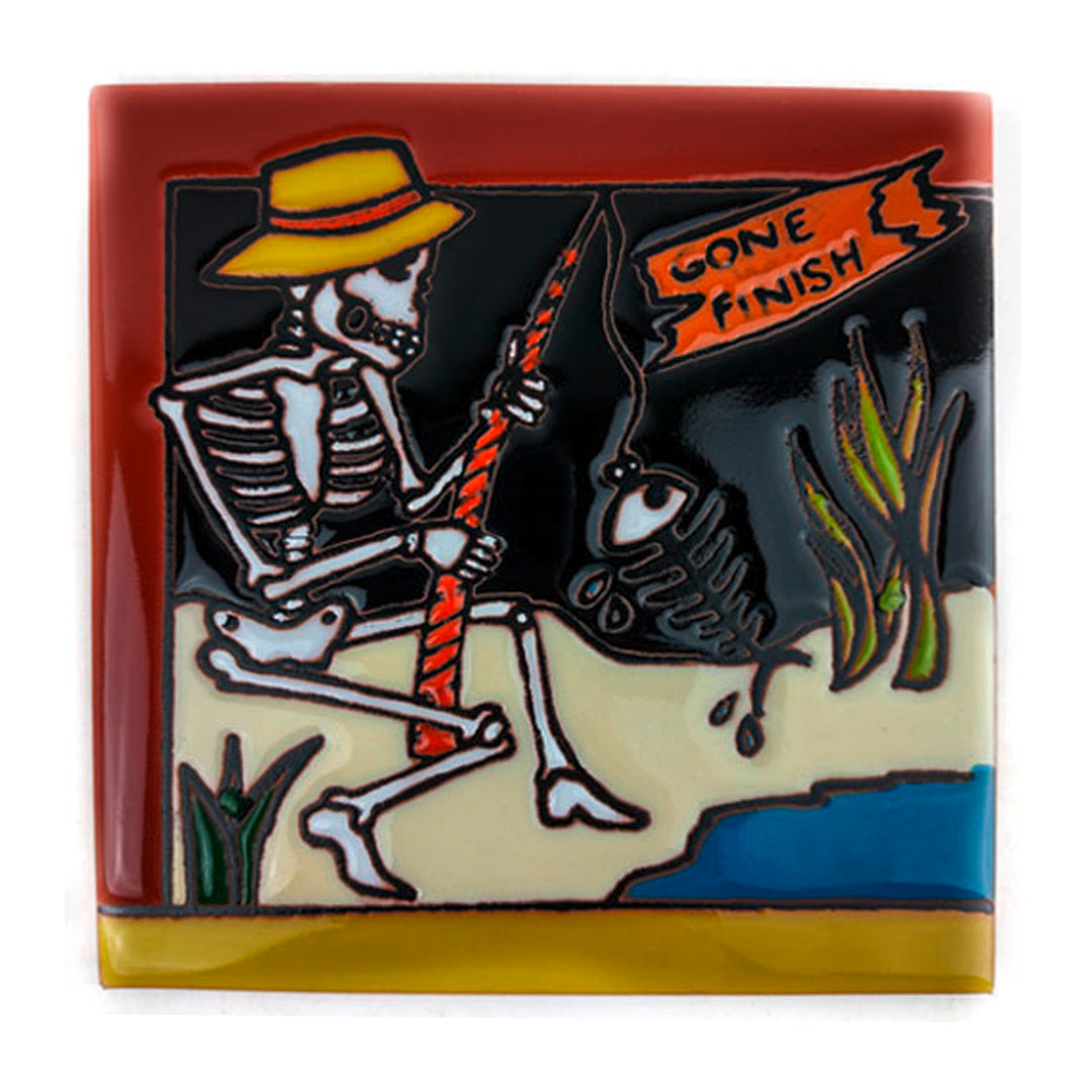 15 x 15 cm Fliese mit Relief  „Día de los Muertos“ – Gone Fishing