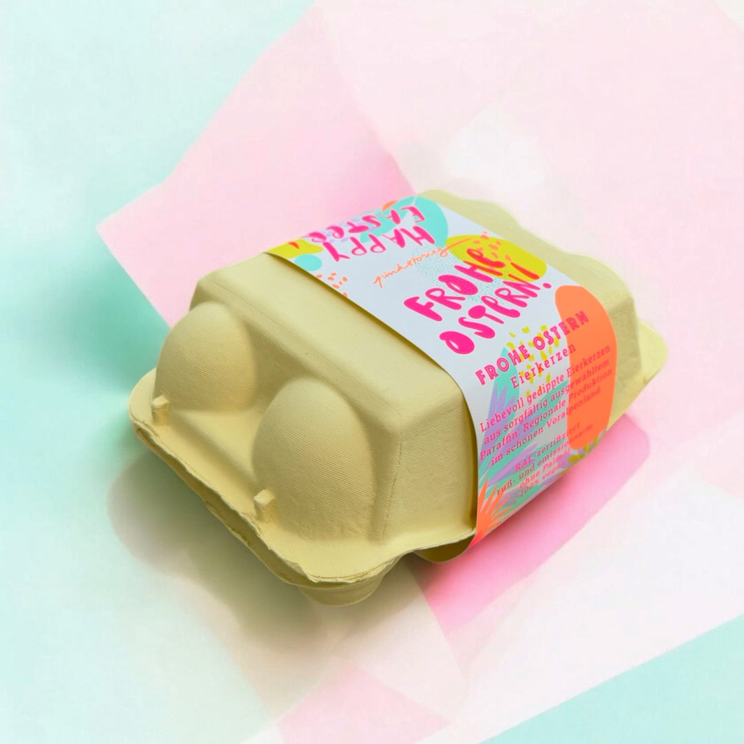 6 Dip Dye Eierkerzen im Eierkarton - Bunte Farben