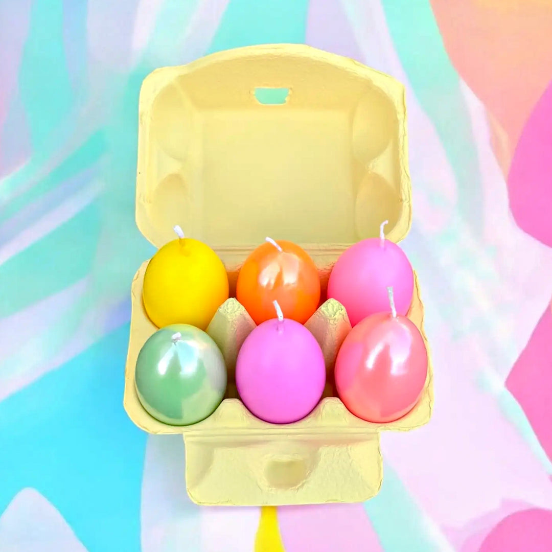 6 Dip Dye Eierkerzen im Eierkarton - Bunte Farben