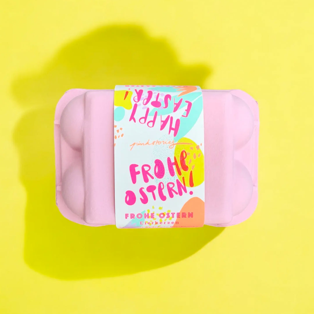 6 Dip Dye Eierkerzen im Eierkarton - Pinke Farben
