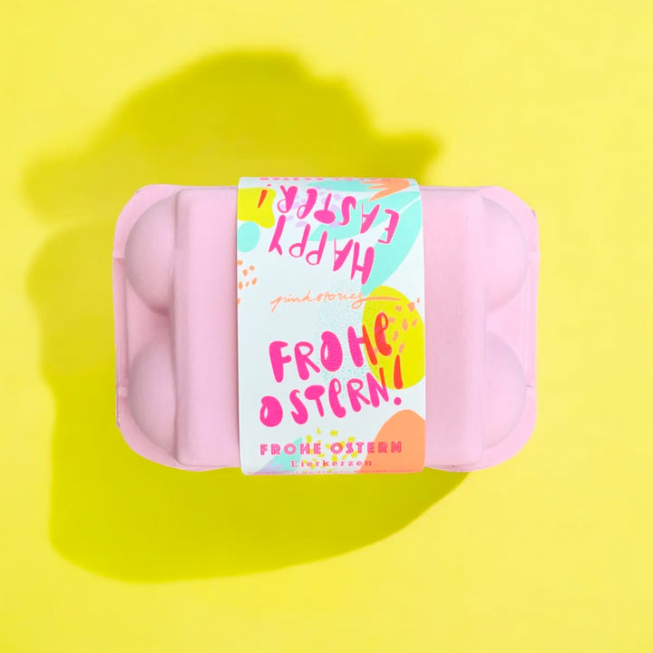 6 Dip Dye Eierkerzen im Eierkarton - Pinke Farben