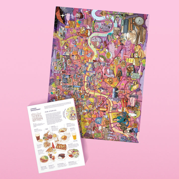 London Gourmet Puzzle Motiv mit Info-Poster zu Pub-Klassikern.