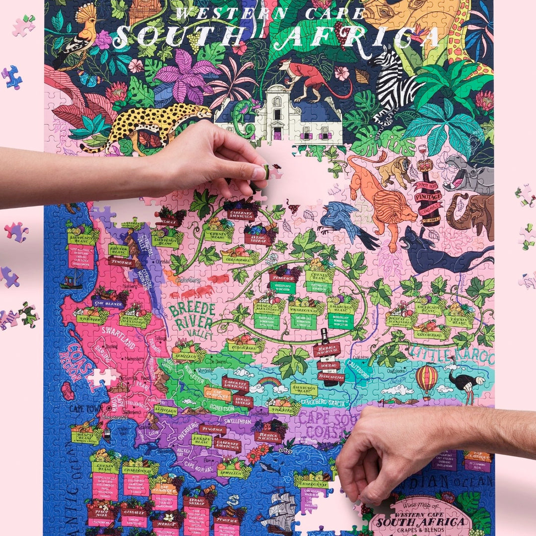 Puzzle-Detailansicht mit Fokus auf Kapstadt, Stellenbosch und Franschhoek.