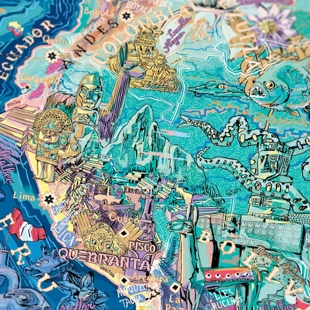 Südamerika Wein Landkarte Puzzle mit Infografik-Poster zu Rebsorten.