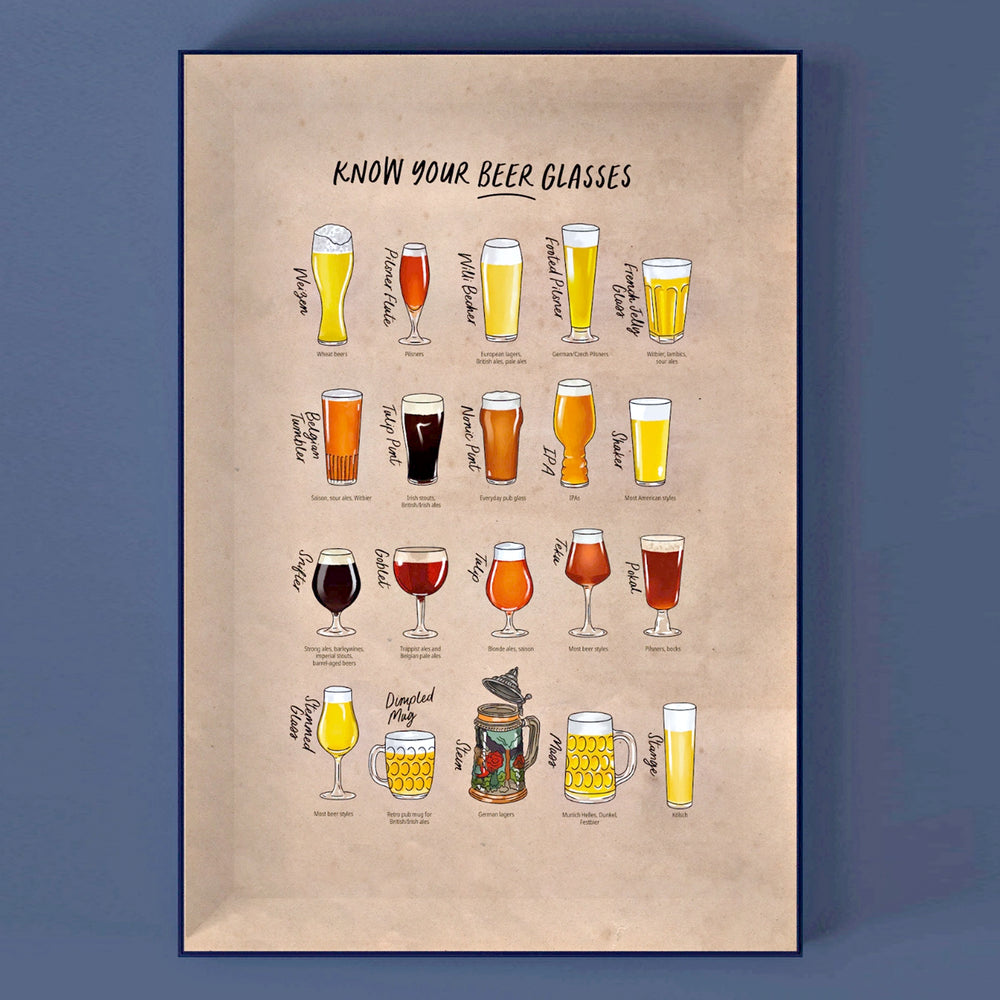 Illustration des Bier-Aromarads und passender Biergläser.