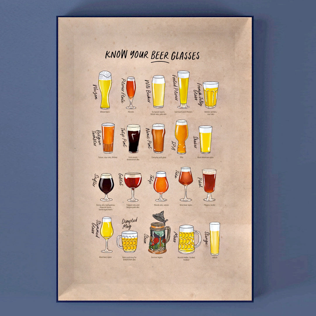 Illustration des Bier-Aromarads und passender Biergläser.