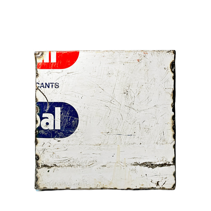 Quadratische Box aus wiederverwertetem Metall - Weiß mit Logos