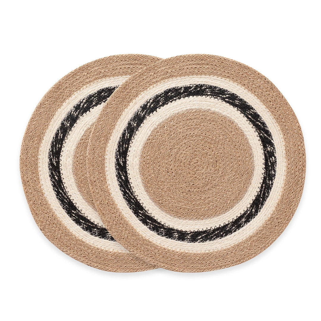 2er Tischset aus Jute mit beige-hellem Rand - Durchmesser 38 cm