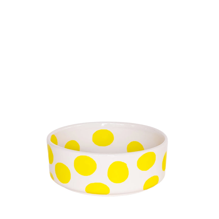 Stilvolle Design-Schüssel mit großen Punkten - Gelb-Weiß
