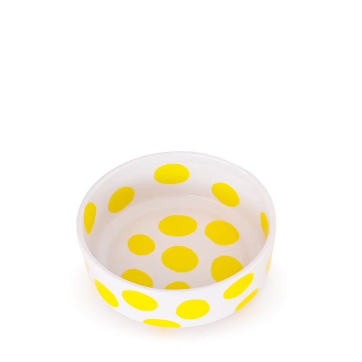 Stilvolle Design-Schüssel mit großen Punkten - Gelb-Weiß