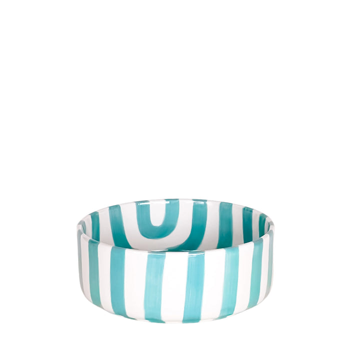 Stilvolle gestreifte Design-Schüssel - Hellblau-Weiß