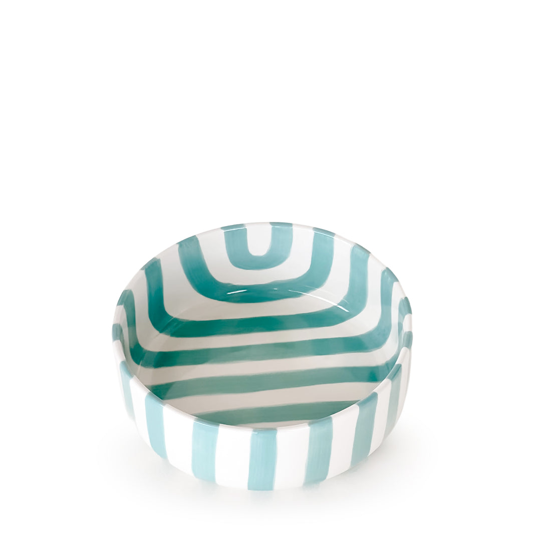 Stilvolle gestreifte Design-Schüssel - Hellblau-Weiß
