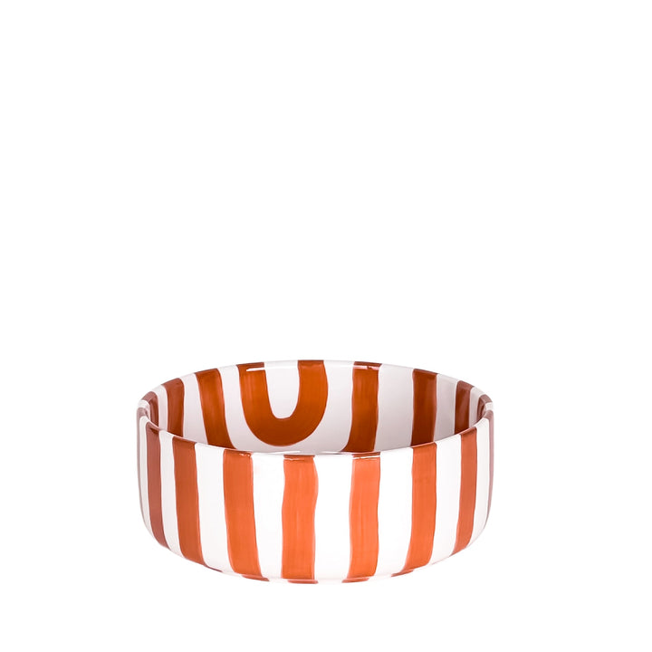 Stilvolle gestreifte Design-Schüssel - Orange-Weiß