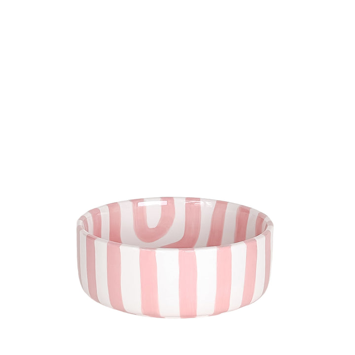 Stilvolle gestreifte Design-Schüssel - Rosa-Weiß